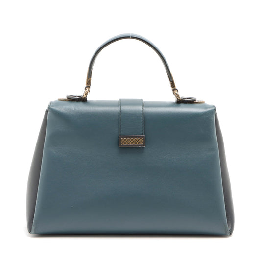 Bottega Veneta  Intrecciato Piazza Small Leather 2WAY Handbag BlackNavy