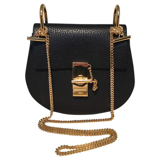 CHLOE NWOT Mini Drew Black Leather Saddle Bag