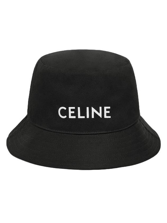 CELINE Embroidered Logo Bucket Hat Black
