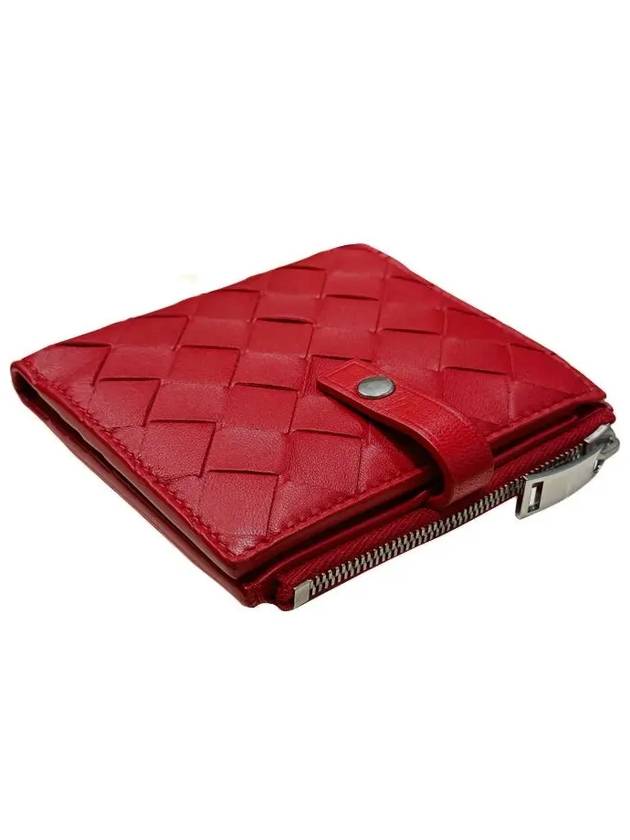 Bottega Veneta Intrecciato Zipper Half Wallet Red