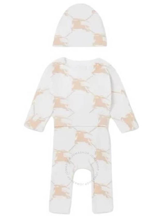 Burberry Burberry Newborn Pale Biscuit Equestrian Knight Logo Three Piece Baby Gift Set Size 6M