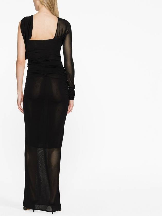 Saint Laurent One Shoulder Drape Maxi Viscose Long Dress Black