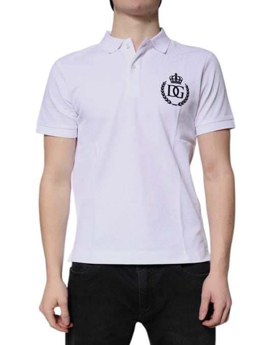 Dolce & Gabbana White Cotton Crown Collared Men Polo Men's T-shirt