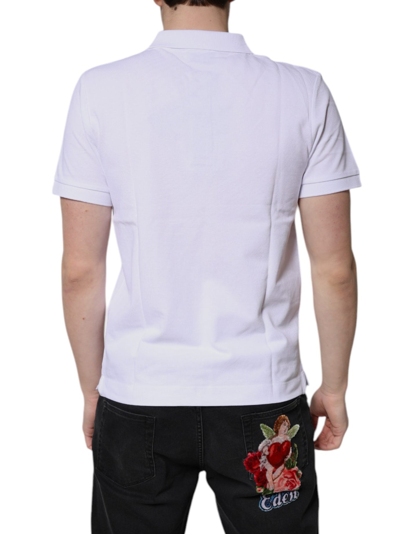 Dolce & Gabbana White Cotton Crown Collared Men Polo Men's T-shirt