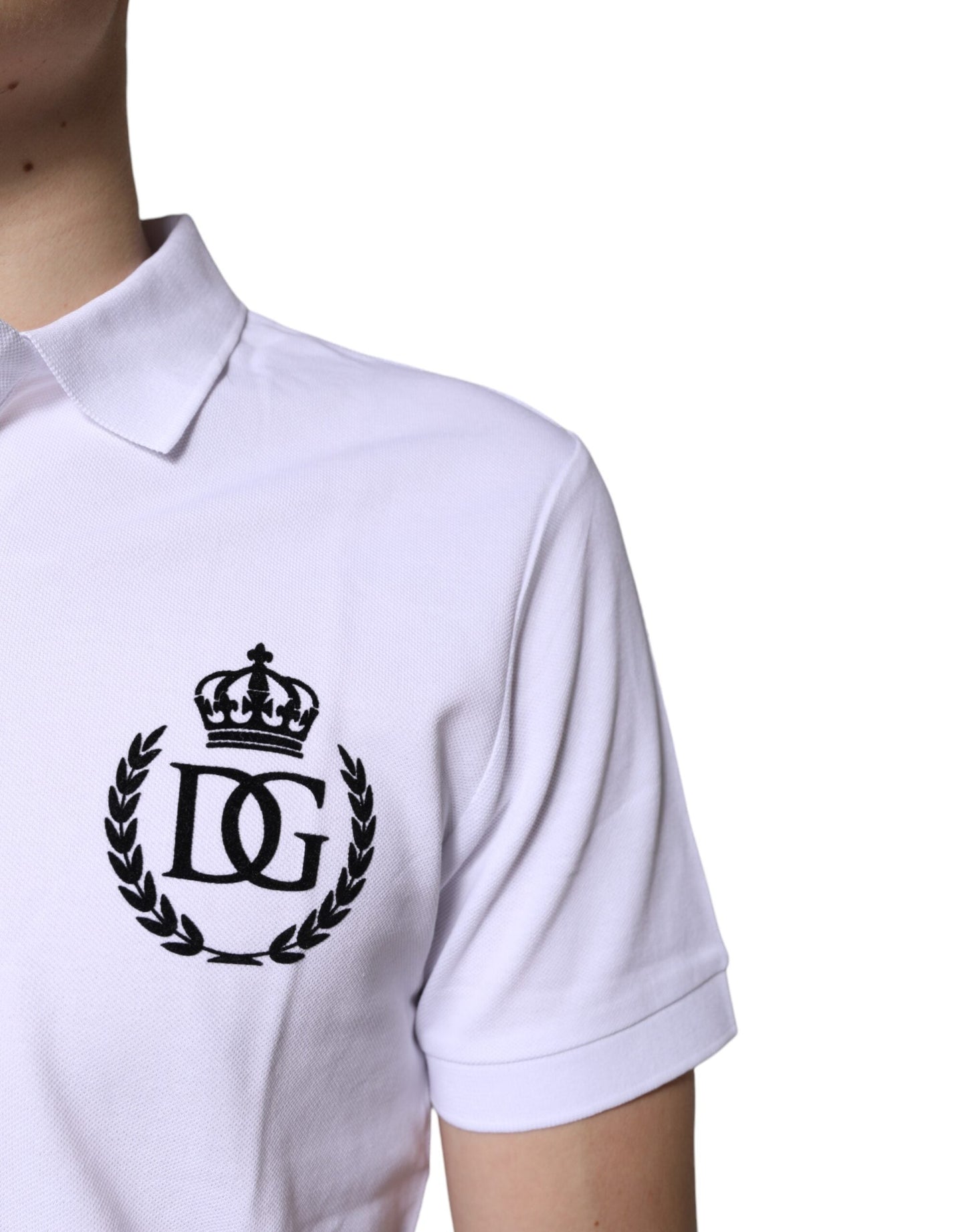 Dolce & Gabbana White Cotton Crown Collared Men Polo Men's T-shirt