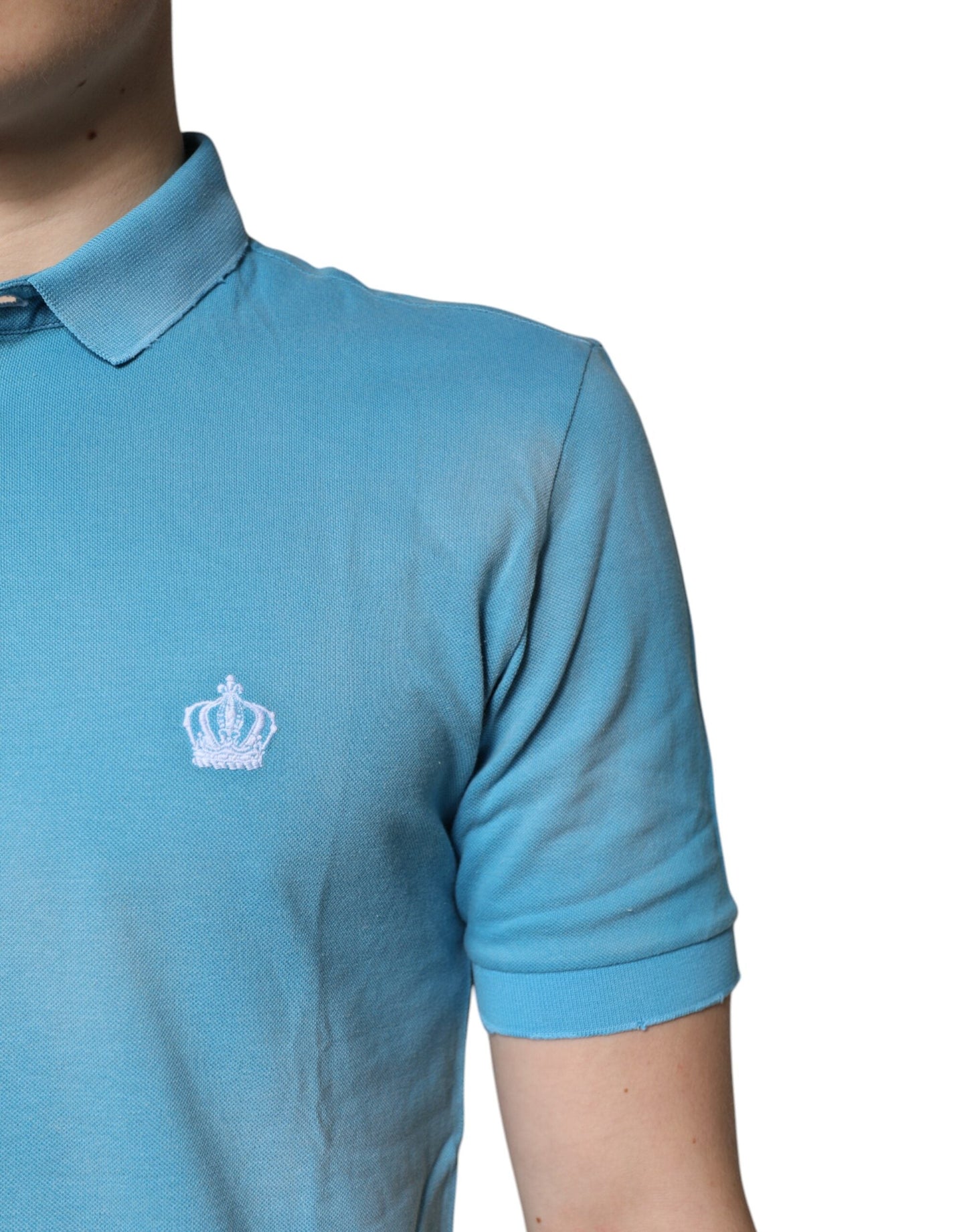 Dolce & Gabbana Blue Cotton Crown Collared Men Polo Men's T-shirt ()