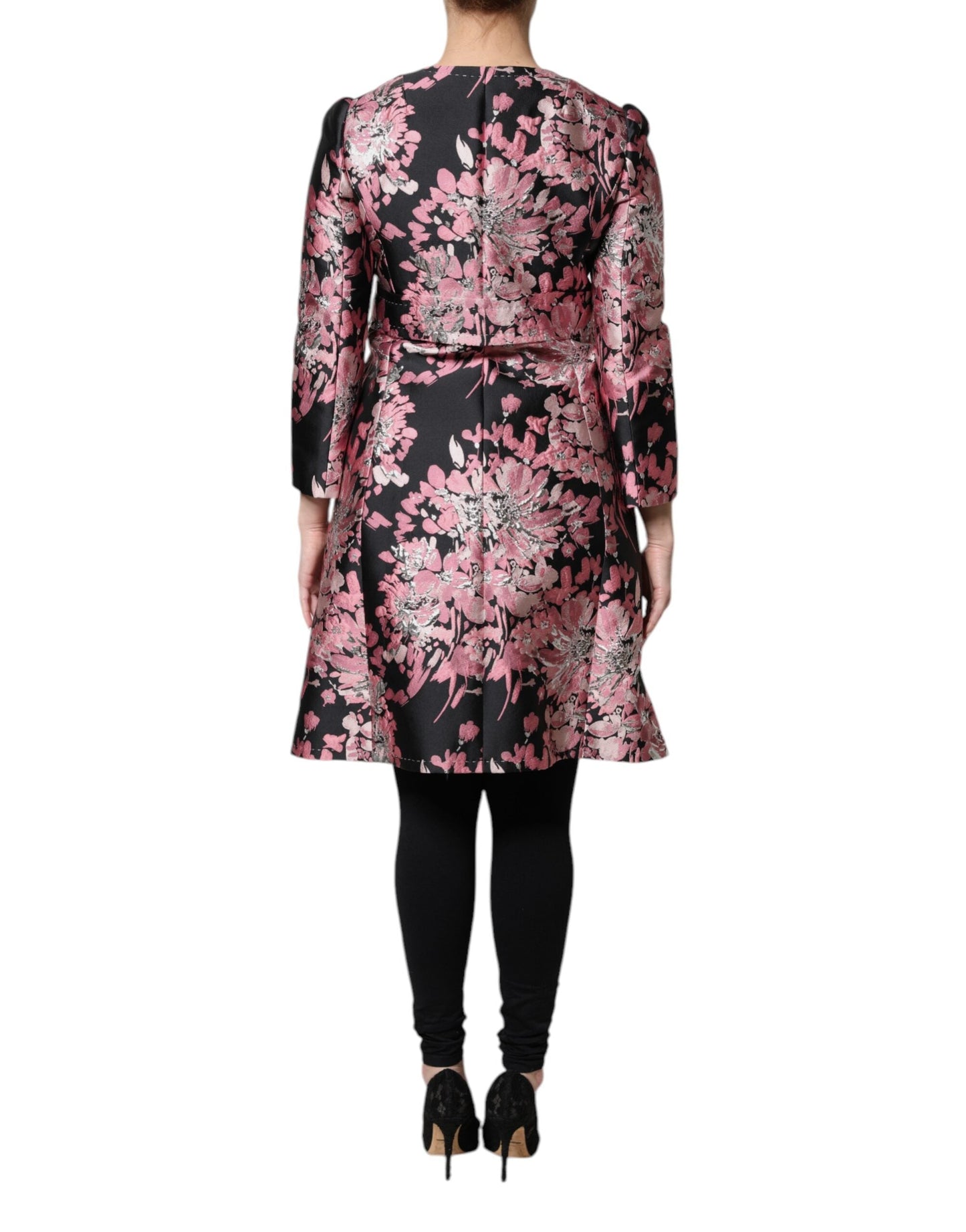 Dolce & Gabbana Pink Black Floral Brocade Trenchcoat Women's Jacket