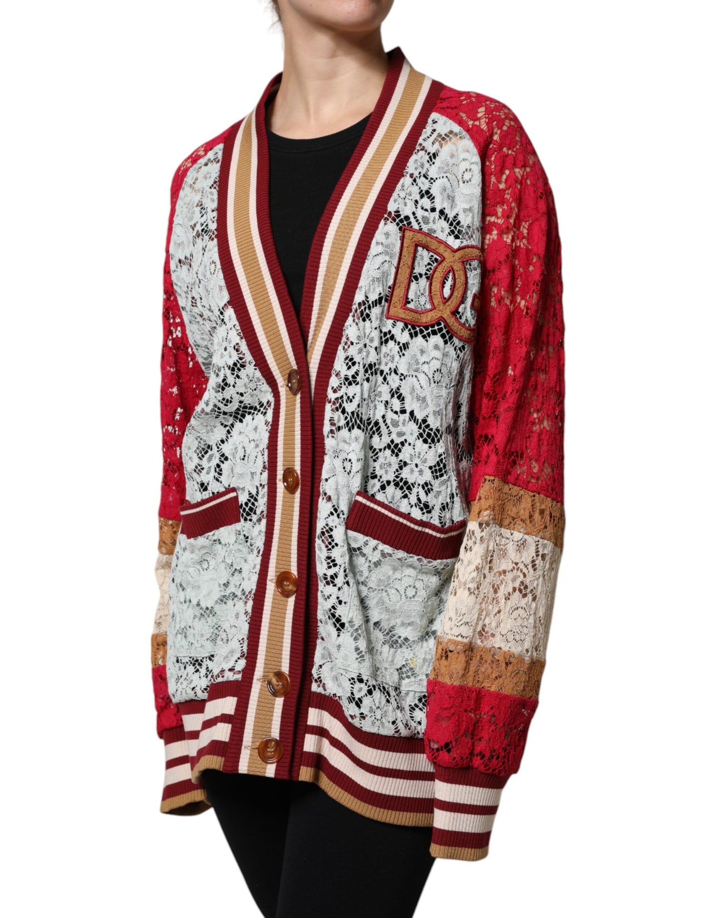 Dolce & Gabbana Multicolor Floral Lace Cardigan Women's Sweater