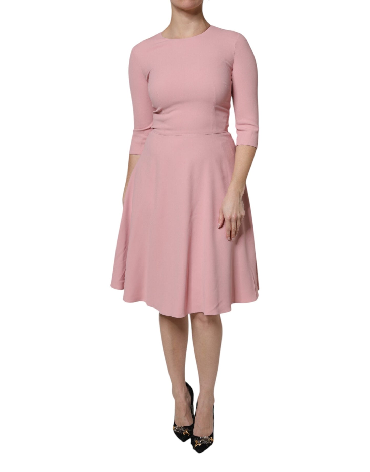 Dolce & Gabbana Pink A-line Flare Viscose 3/4 Sleeves Women's Dress ()