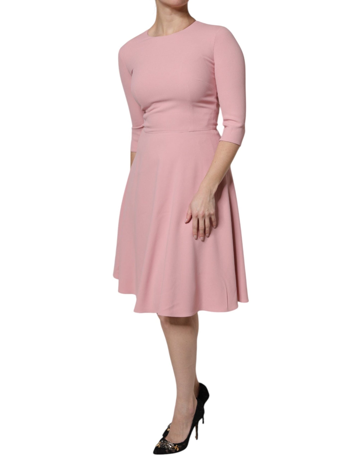 Dolce & Gabbana Pink A-line Flare Viscose 3/4 Sleeves Women's Dress ()