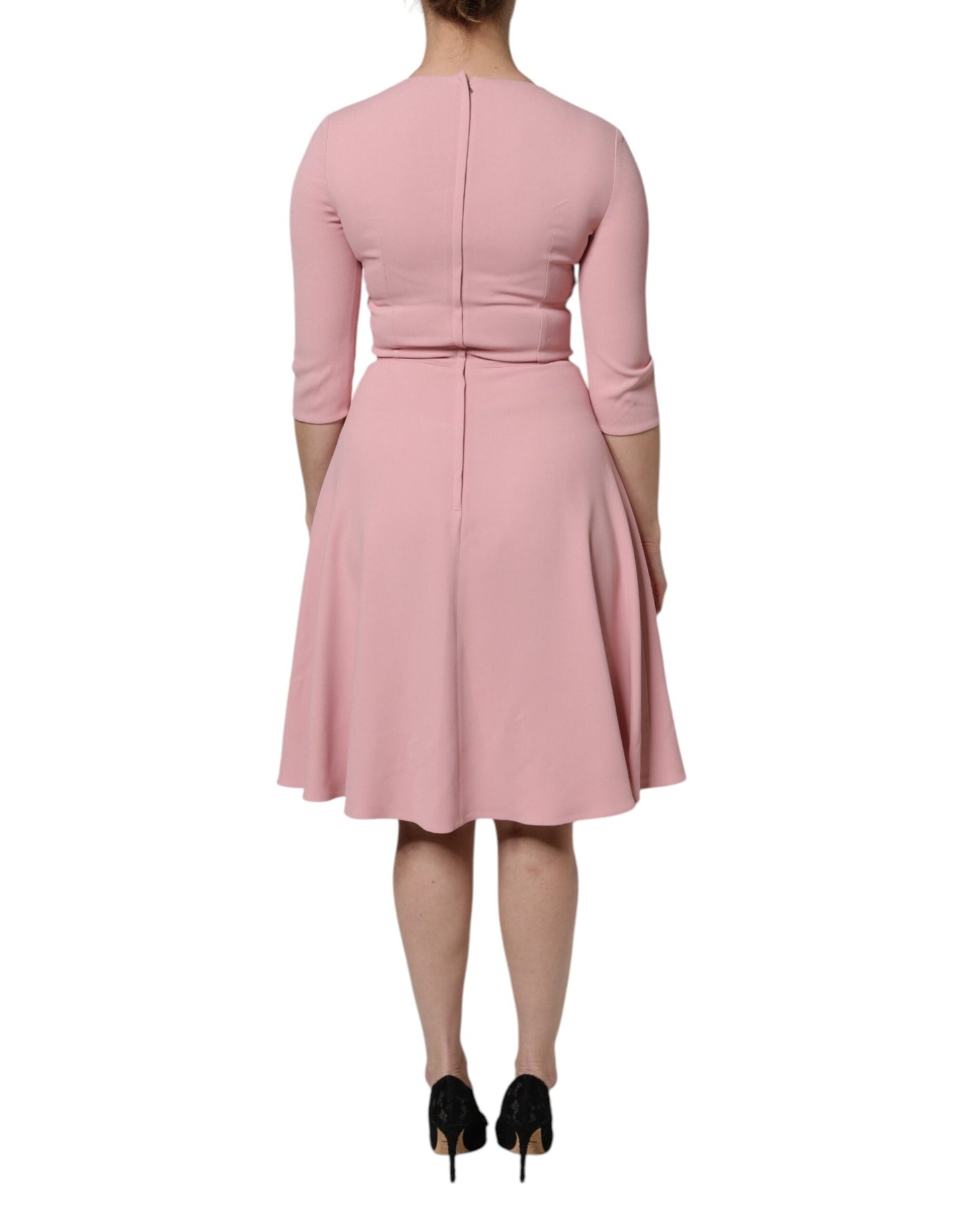Dolce & Gabbana Pink A-line Flare Viscose 3/4 Sleeves Women's Dress ()