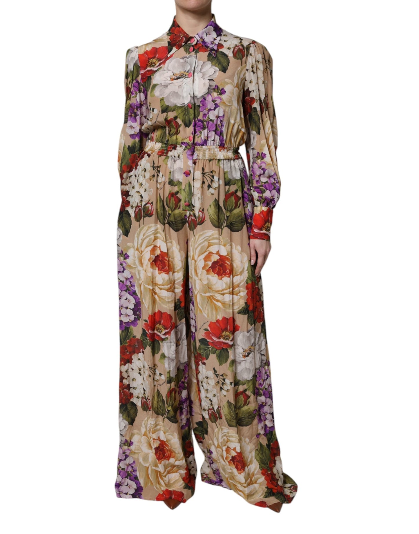 Dolce & Gabbana Multicolor Floral Wide Leg Jumpsuit Women's Dress