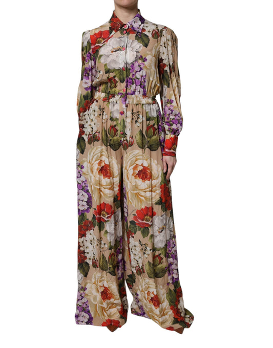 Dolce & Gabbana Multicolor Floral Wide Leg Jumpsuit Women's Dress