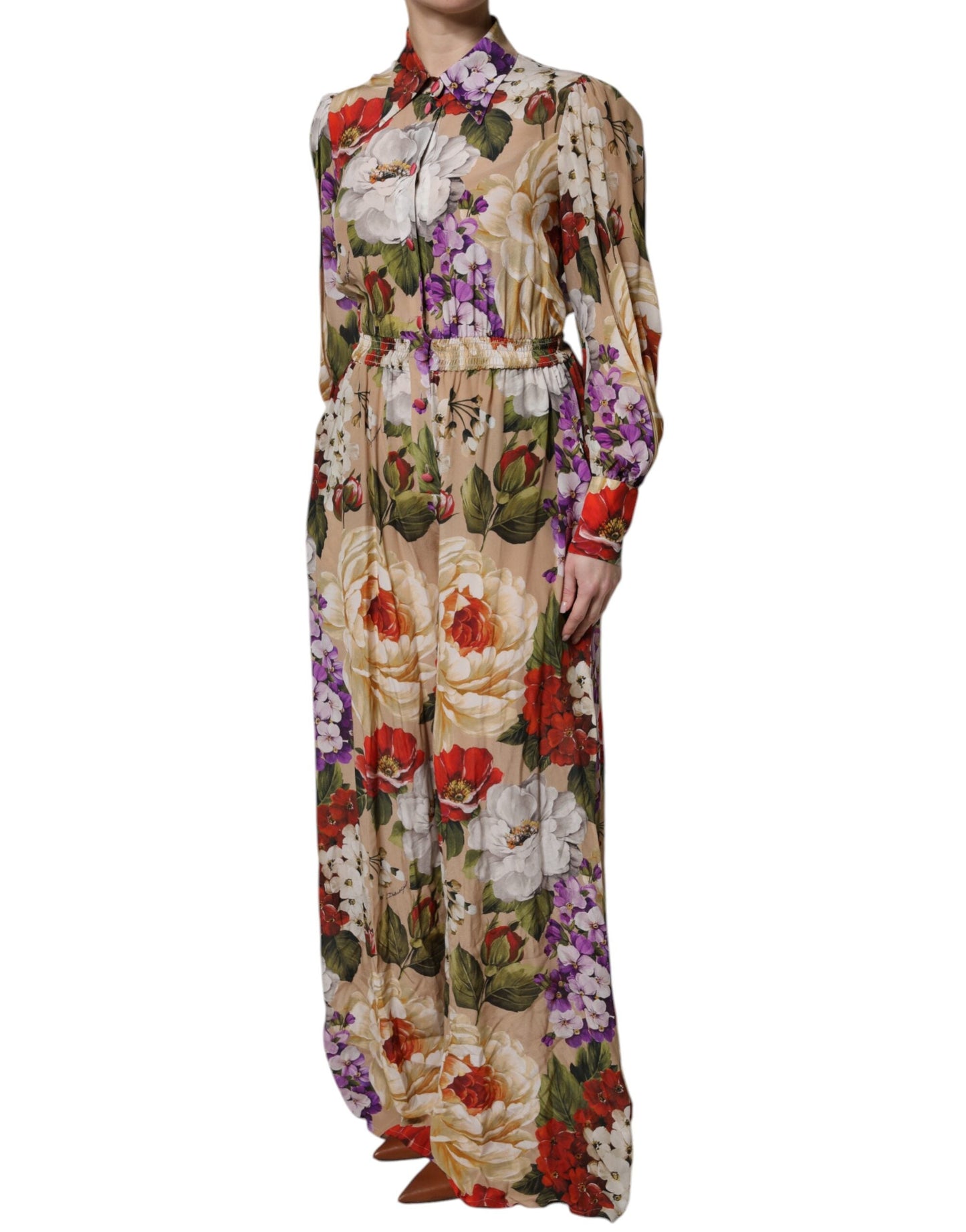 Dolce & Gabbana Multicolor Floral Wide Leg Jumpsuit Women's Dress
