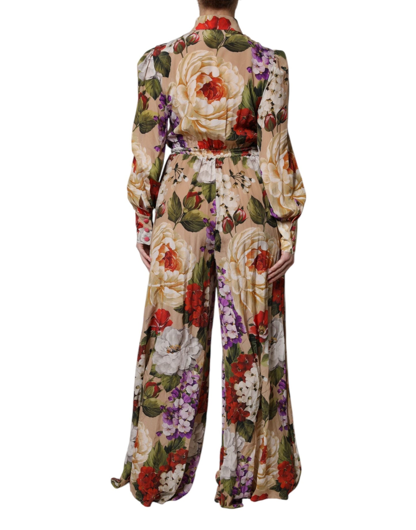 Dolce & Gabbana Multicolor Floral Wide Leg Jumpsuit Women's Dress
