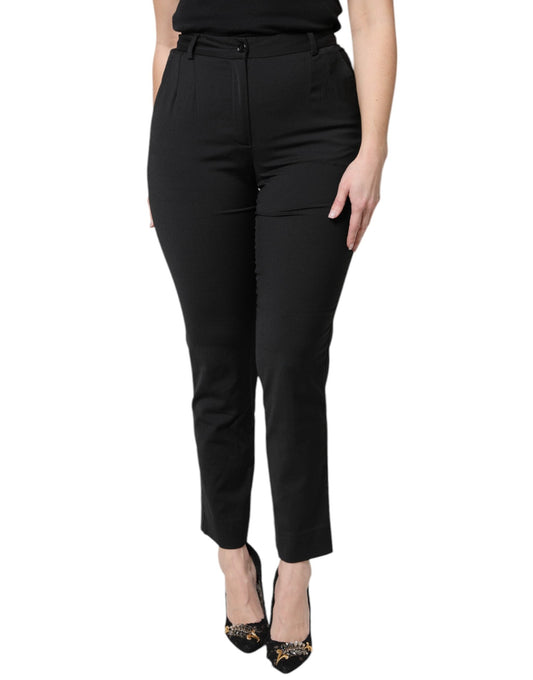 Dolce & Gabbana Black Polyester High Waist Slim Women's Pants ()