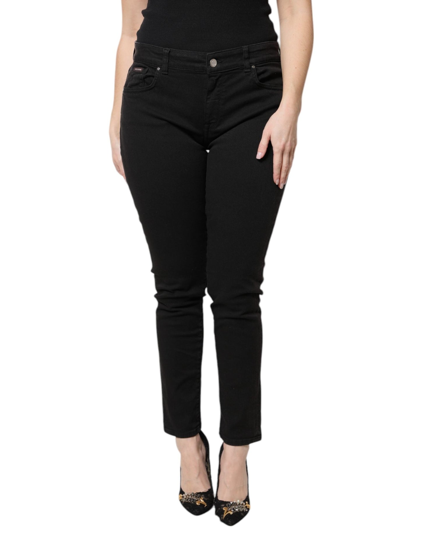 Dolce & Gabbana Black Cotton High Waist Skinny Denim Women's Jeans ()