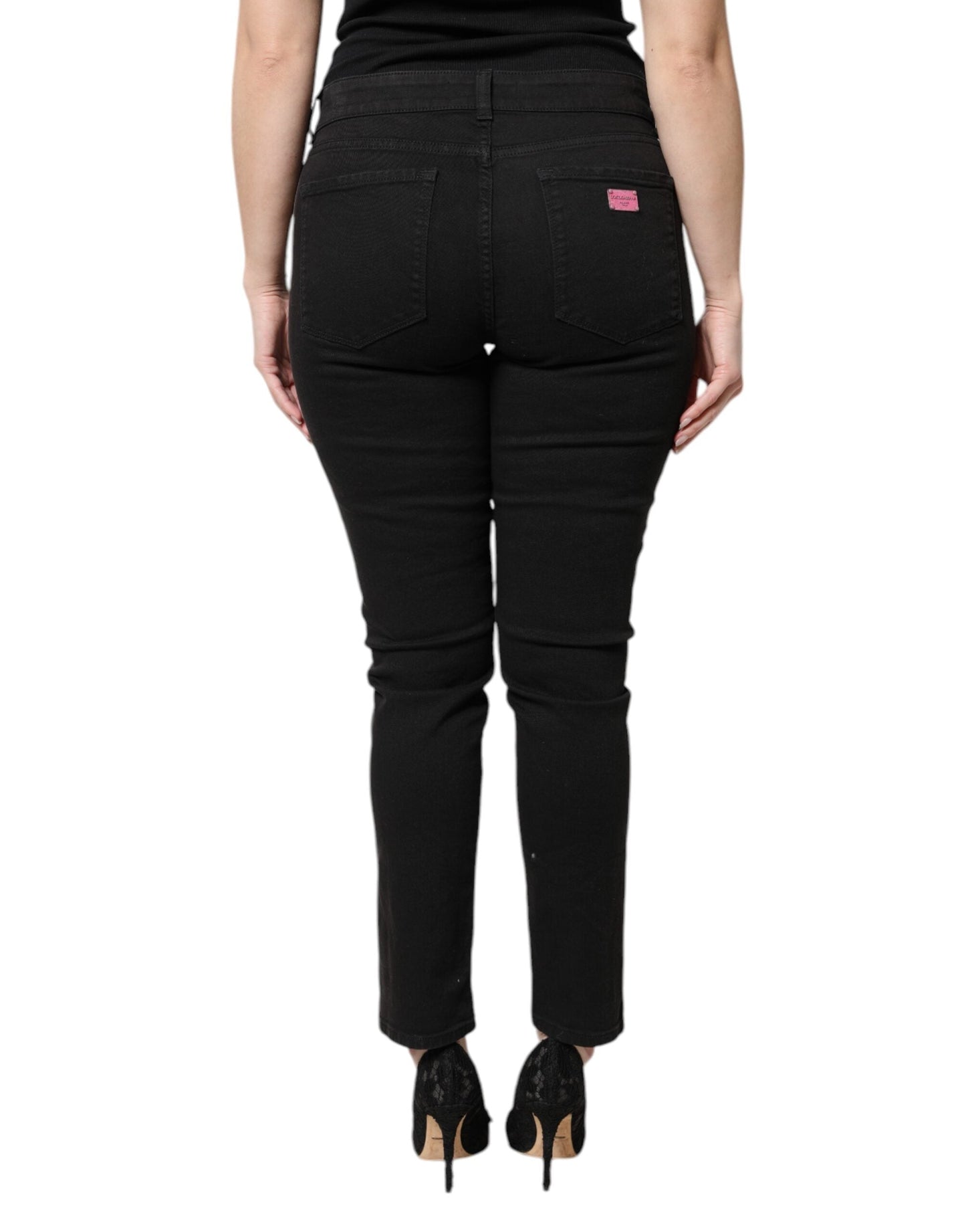 Dolce & Gabbana Black Cotton High Waist Skinny Denim Women's Jeans ()