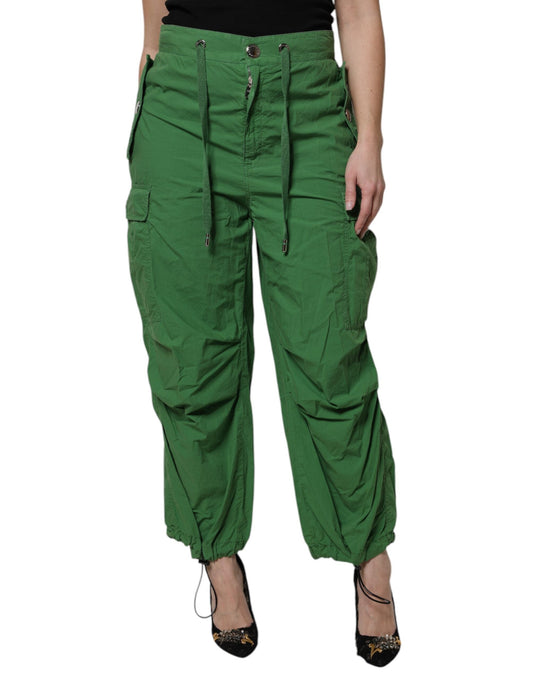Dolce & Gabbana Green Cotton High Waist Cargo Women's Pants