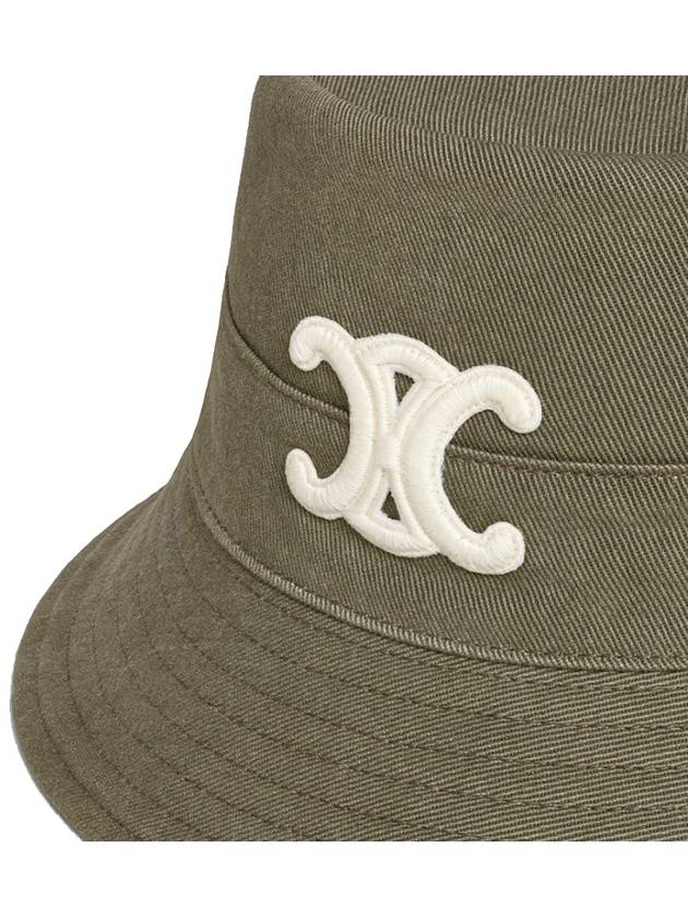 CELINE Triomphe Cotton Gabardine Bucket Hat Khaki