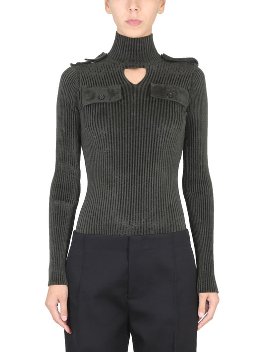 BOTTEGA VENETA Women's Military Style High Neck Sweater
