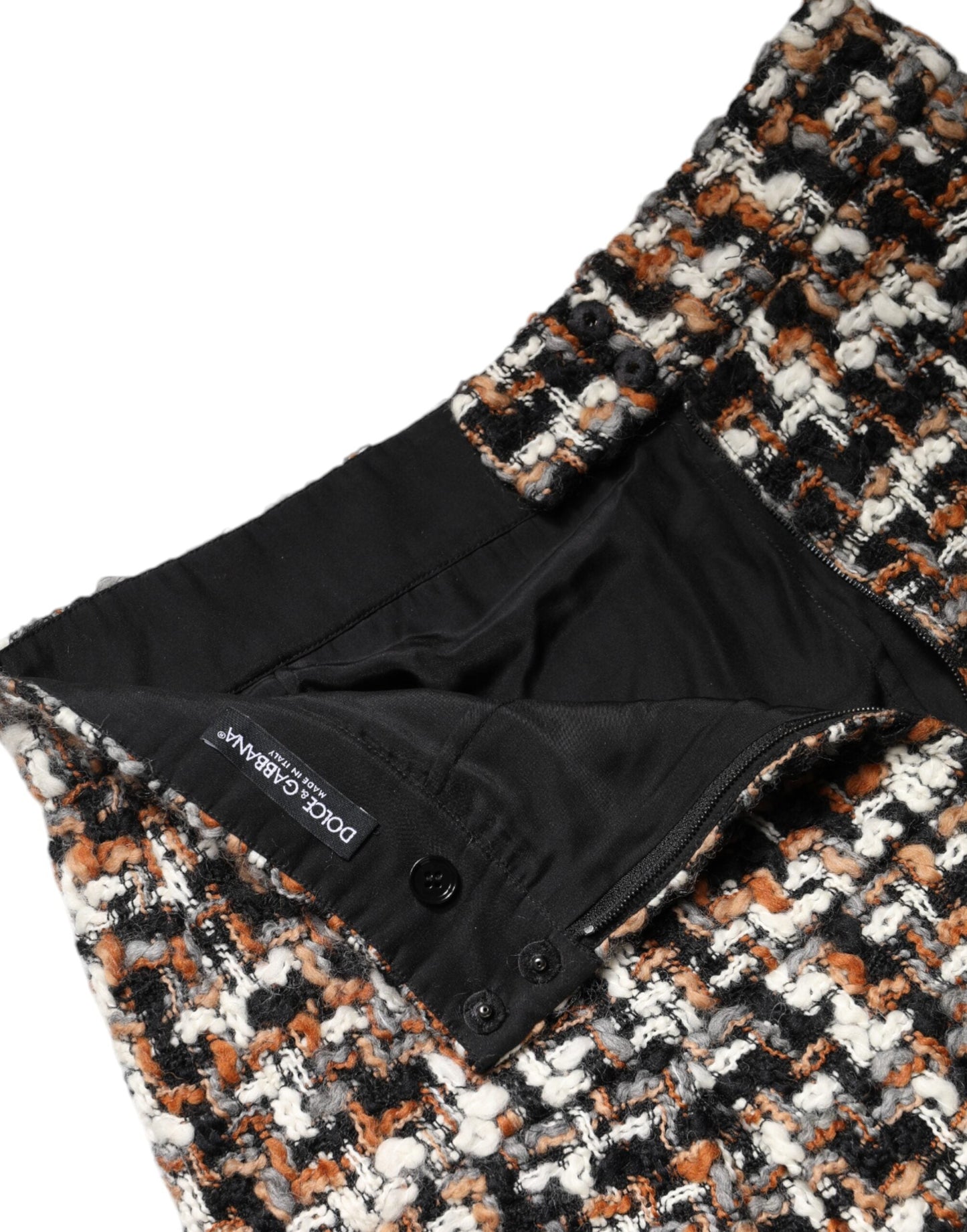 Dolce & Gabbana Multicolor High Waist Tartan Tweed Mini Women's Skirt