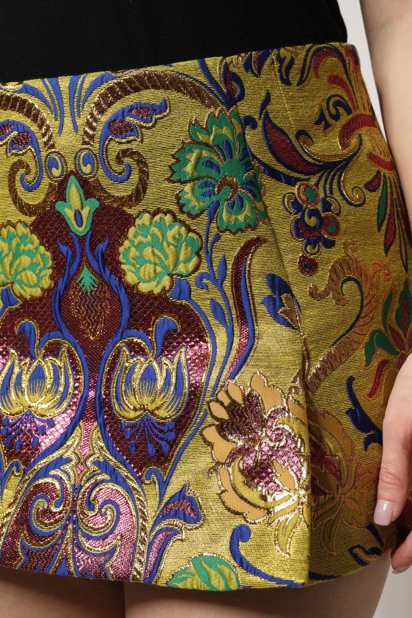 Dolce & Gabbana Multicolor Floral Jacquard Mid Waist Mini Women's Skirt