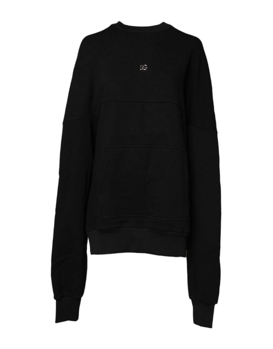 Dolce & Gabbana Black Cotton Crew Neck Sweatshirt Women's Sweater