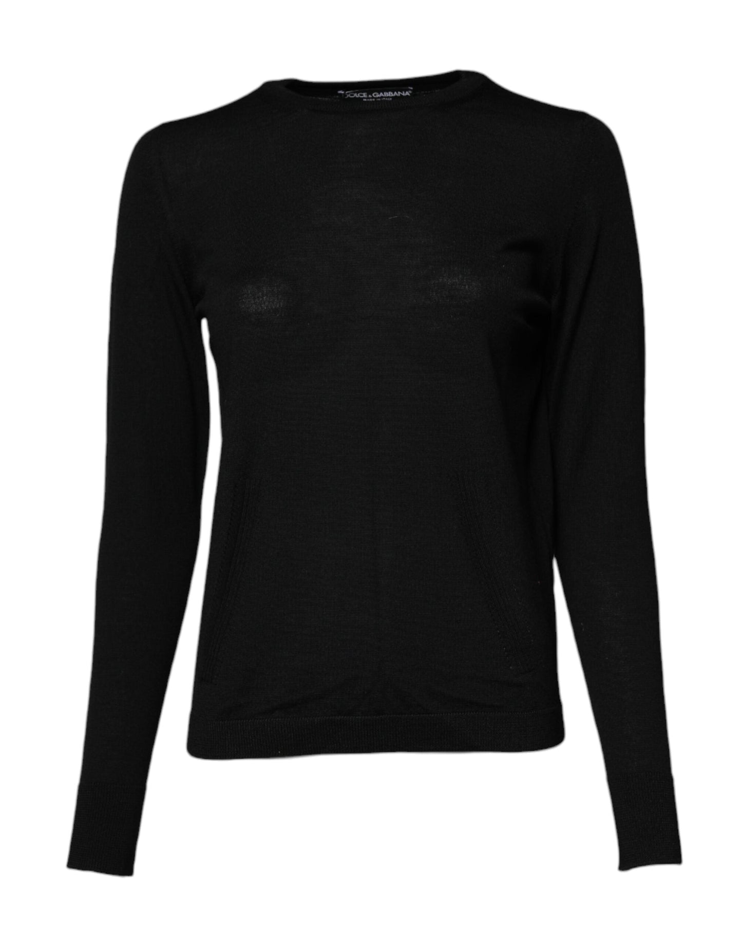 Dolce & Gabbana Black Wool Knit Crew Neck Pullover Women's Sweater
