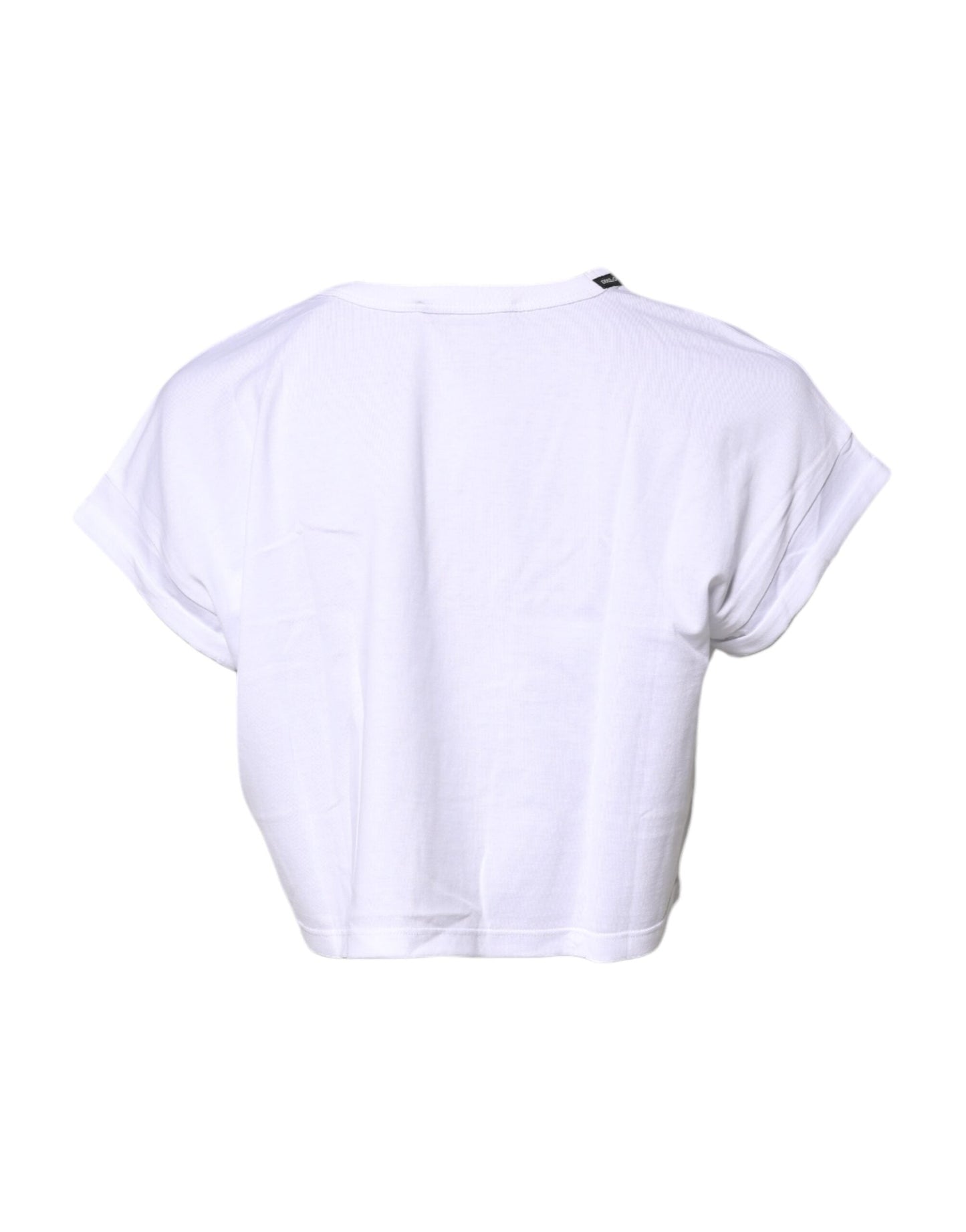 Dolce & Gabbana White Cotton Crew Neck Cropped T-shirt Women's Top