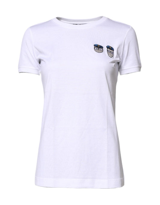 Dolce & Gabbana White #DGFamily Cotton Crew Neck Women's T-shirt