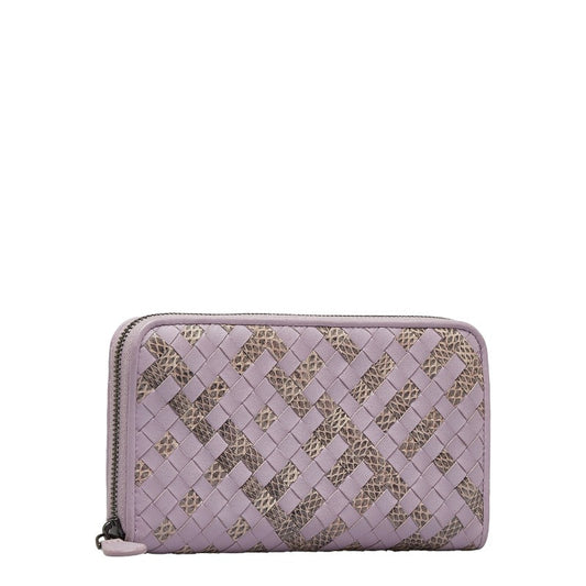 Bottega Veneta  Intrecciato Long Wallet in Leather Violet Ladies