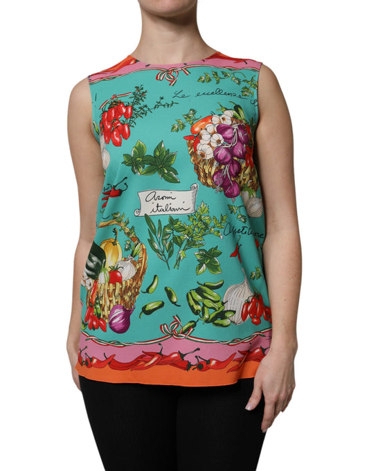 Dolce & Gabbana Multicolor Floral Silk Sleeveless Tank Women's Top