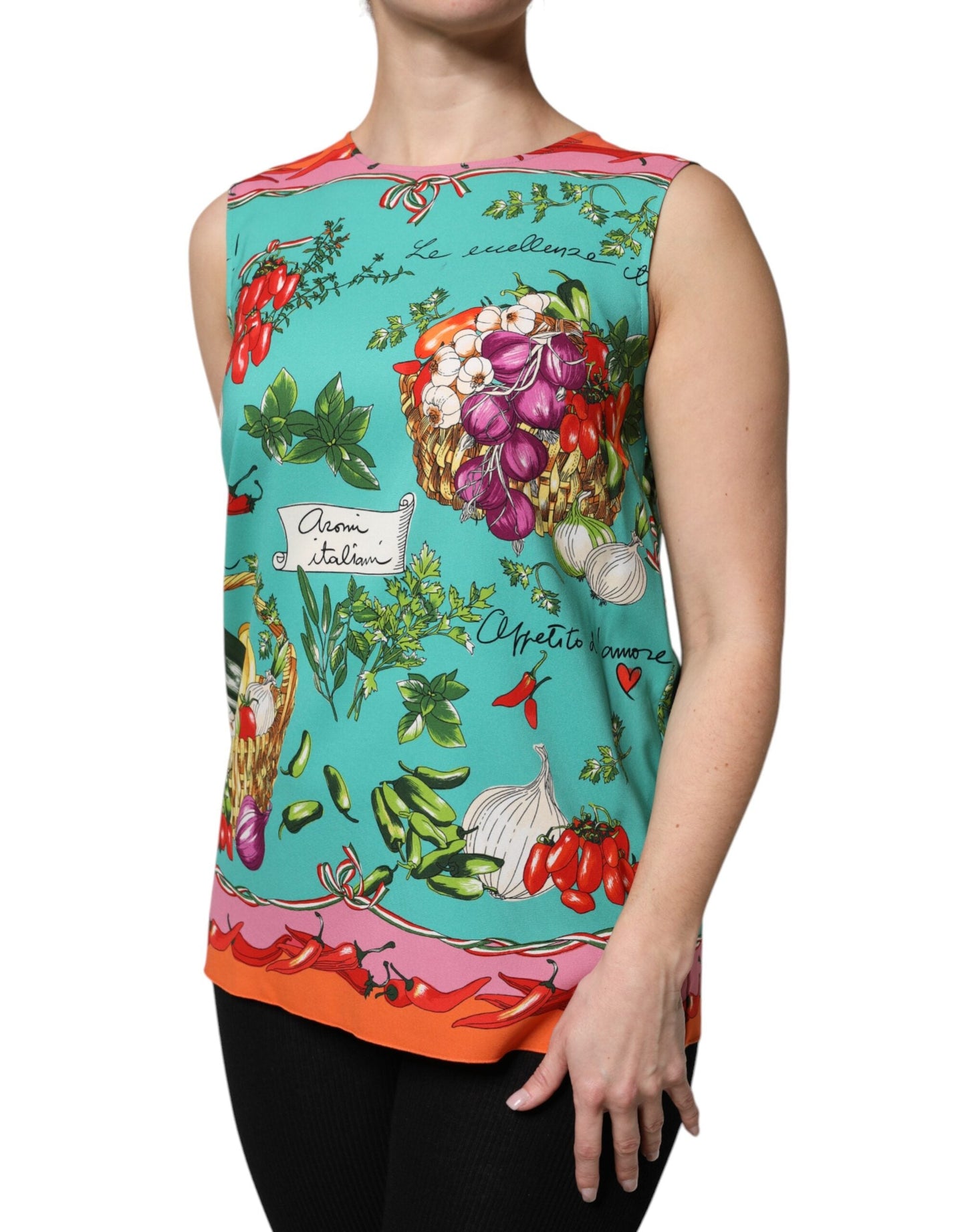 Dolce & Gabbana Multicolor Floral Silk Sleeveless Tank Women's Top