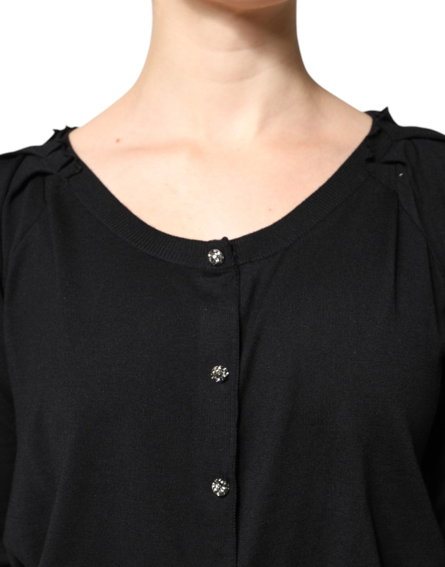 Dolce & Gabbana Black Button Down Short Sleeve Blouse Women's Top