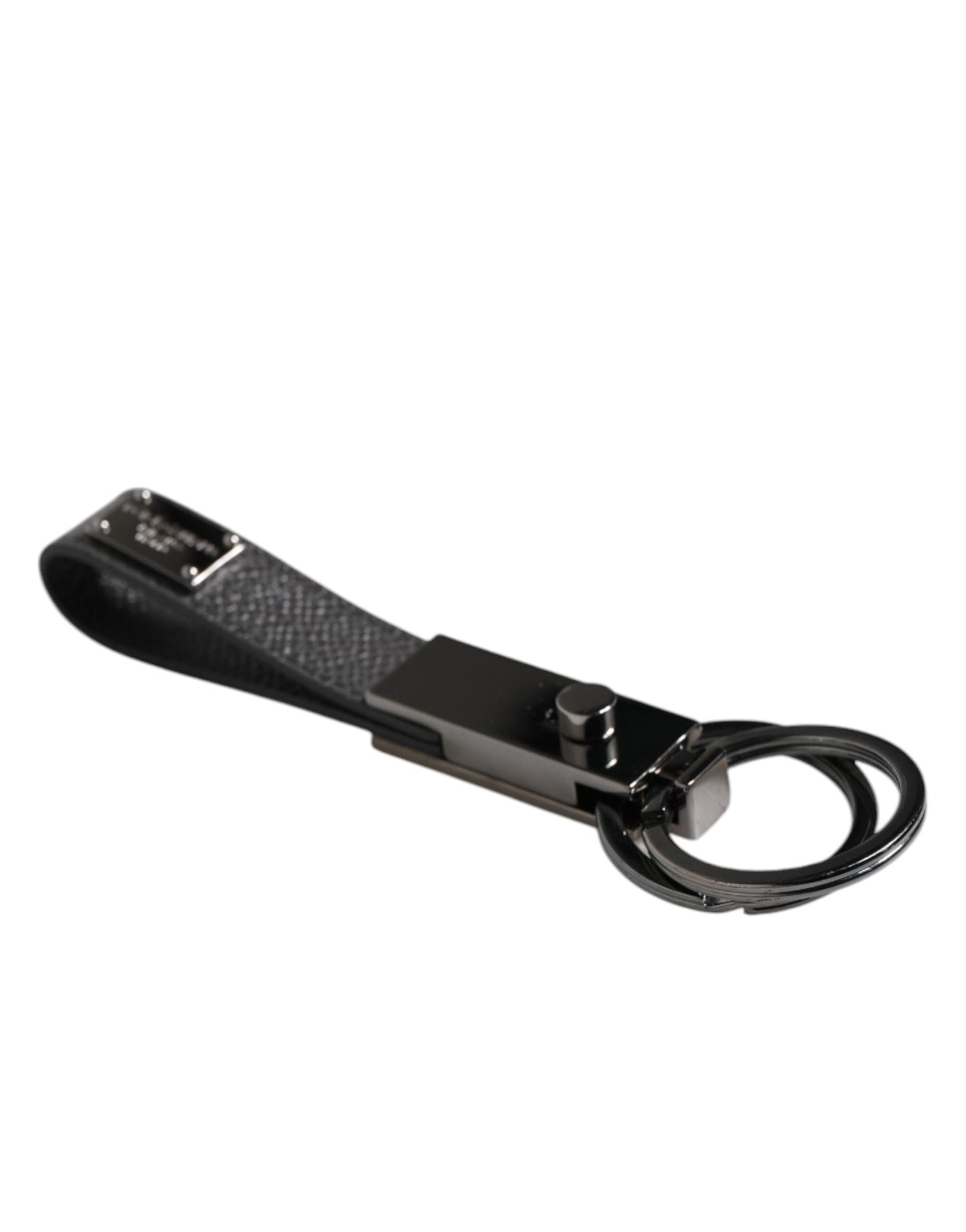 Dolce & Gabbana Brown Leather DG Plaque Double Keyring Holder Men's Keychain ()