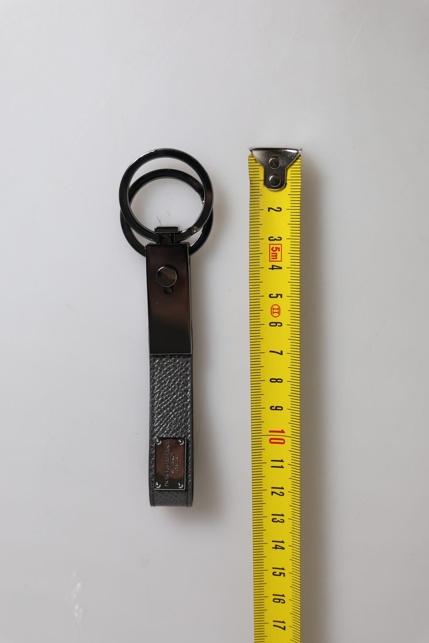 Dolce & Gabbana Brown Leather DG Plaque Double Keyring Holder Men's Keychain ()