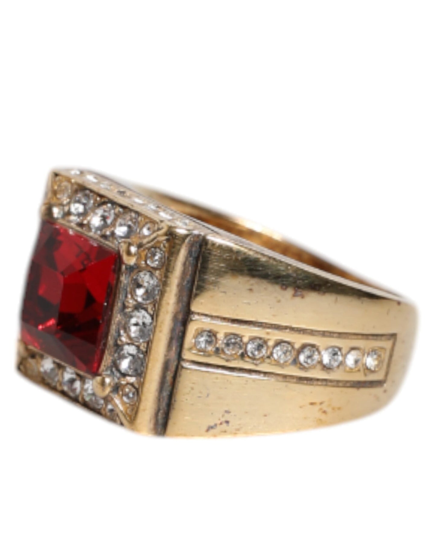 Dolce & Gabbana Gold Tone Sterling Silver 925 Crystals Men's Ring ()