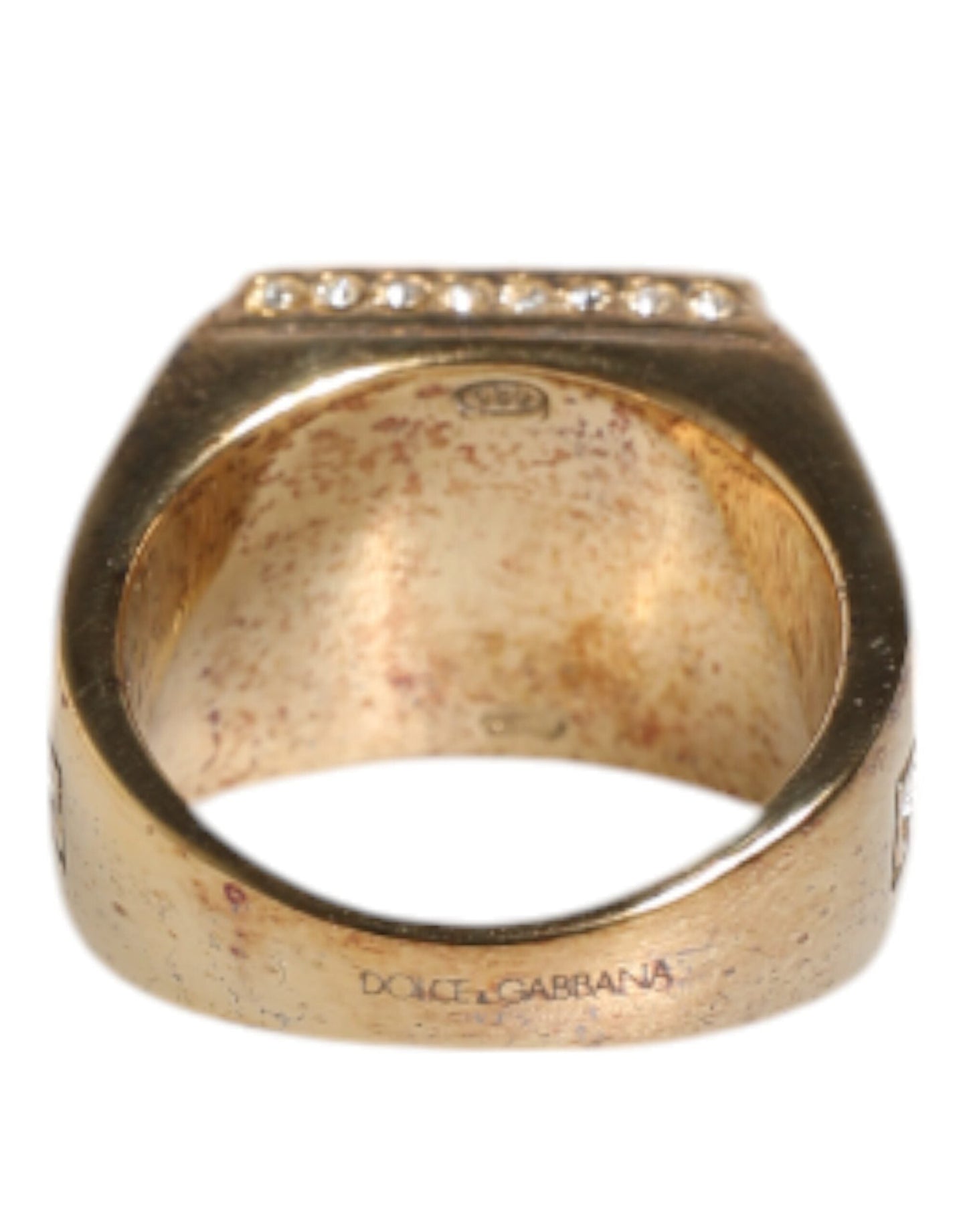 Dolce & Gabbana Gold Tone Sterling Silver 925 Crystals Men's Ring ()