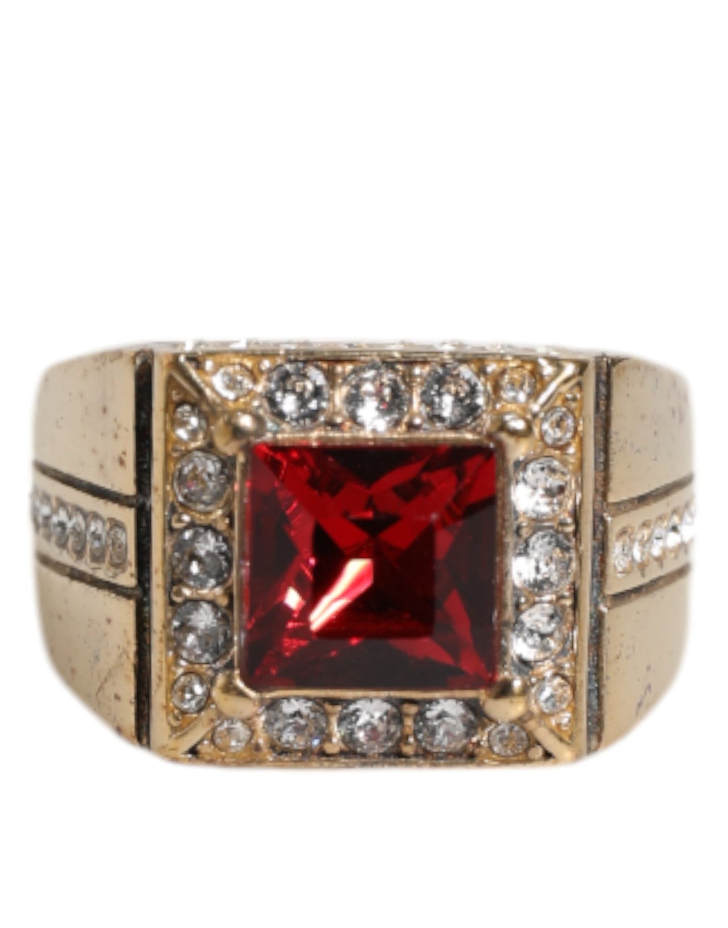 Dolce & Gabbana Gold Tone Sterling Silver 925 Crystals Men's Ring ()