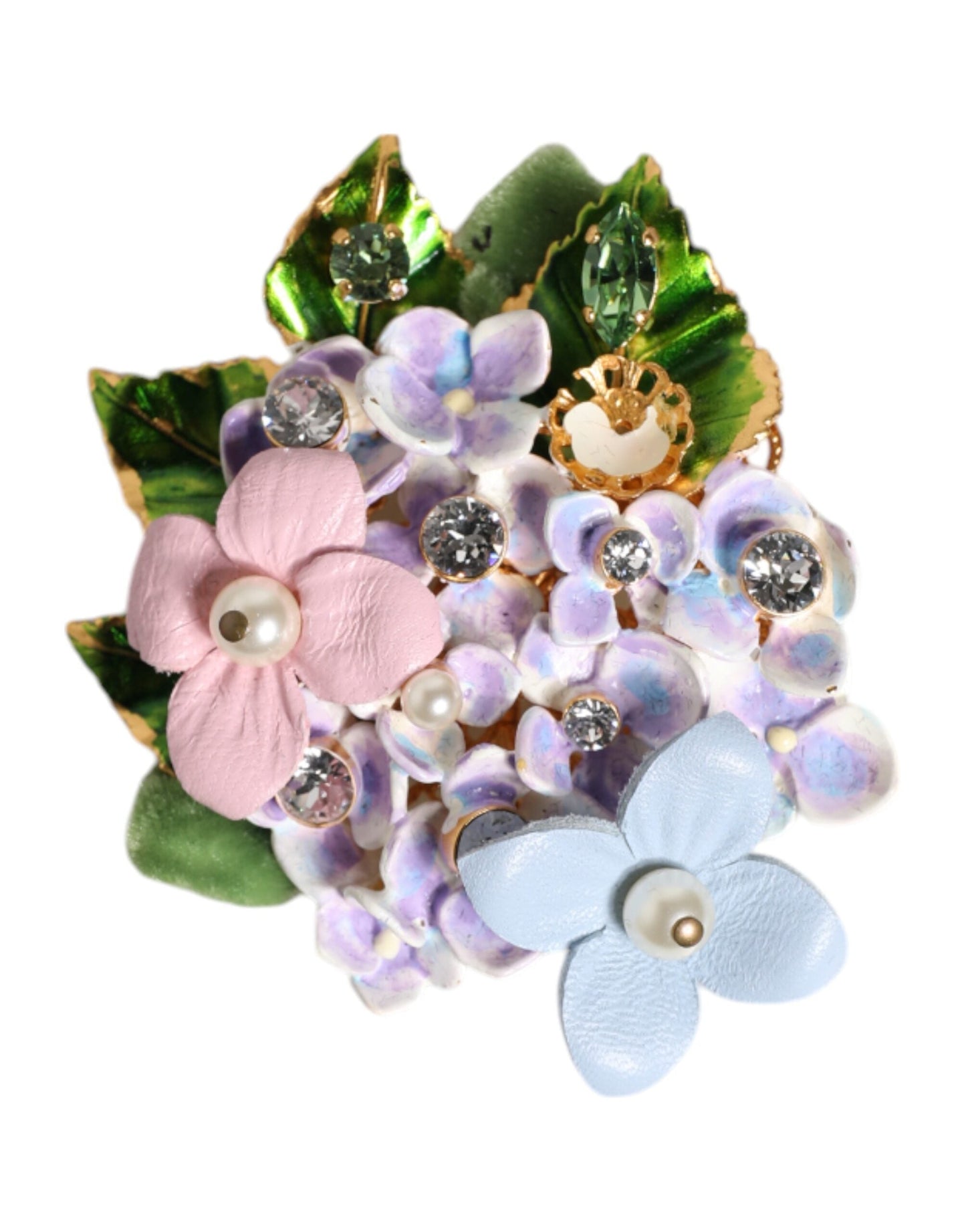 Dolce & Gabbana Multicolor Floral Crystals Pearls Enamel Accents Women's Brooch ()