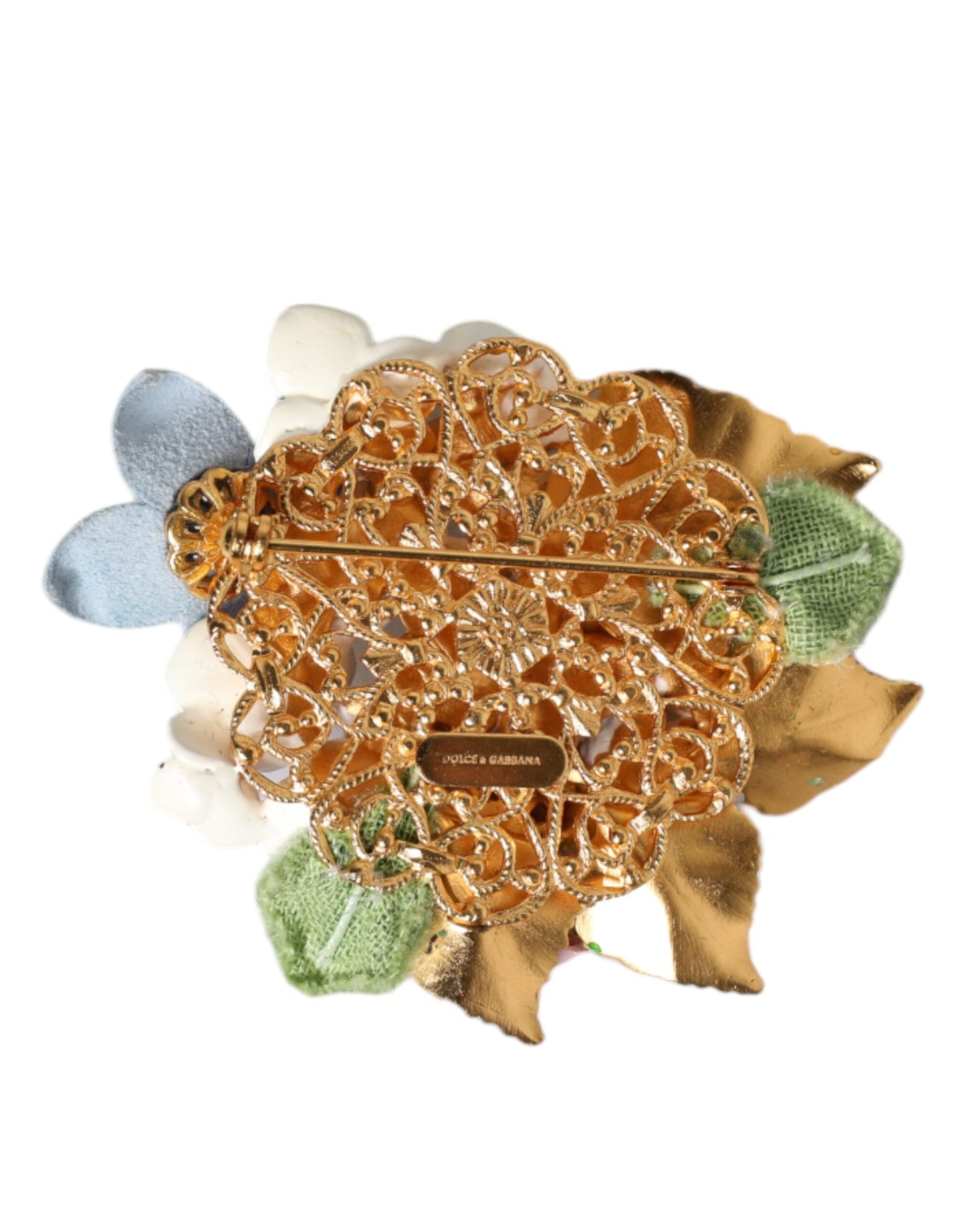 Dolce & Gabbana Multicolor Floral Crystals Pearls Enamel Accents Women's Brooch ()