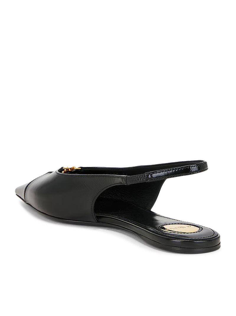 Saint Laurent Women Babylone Leather Ballerinas