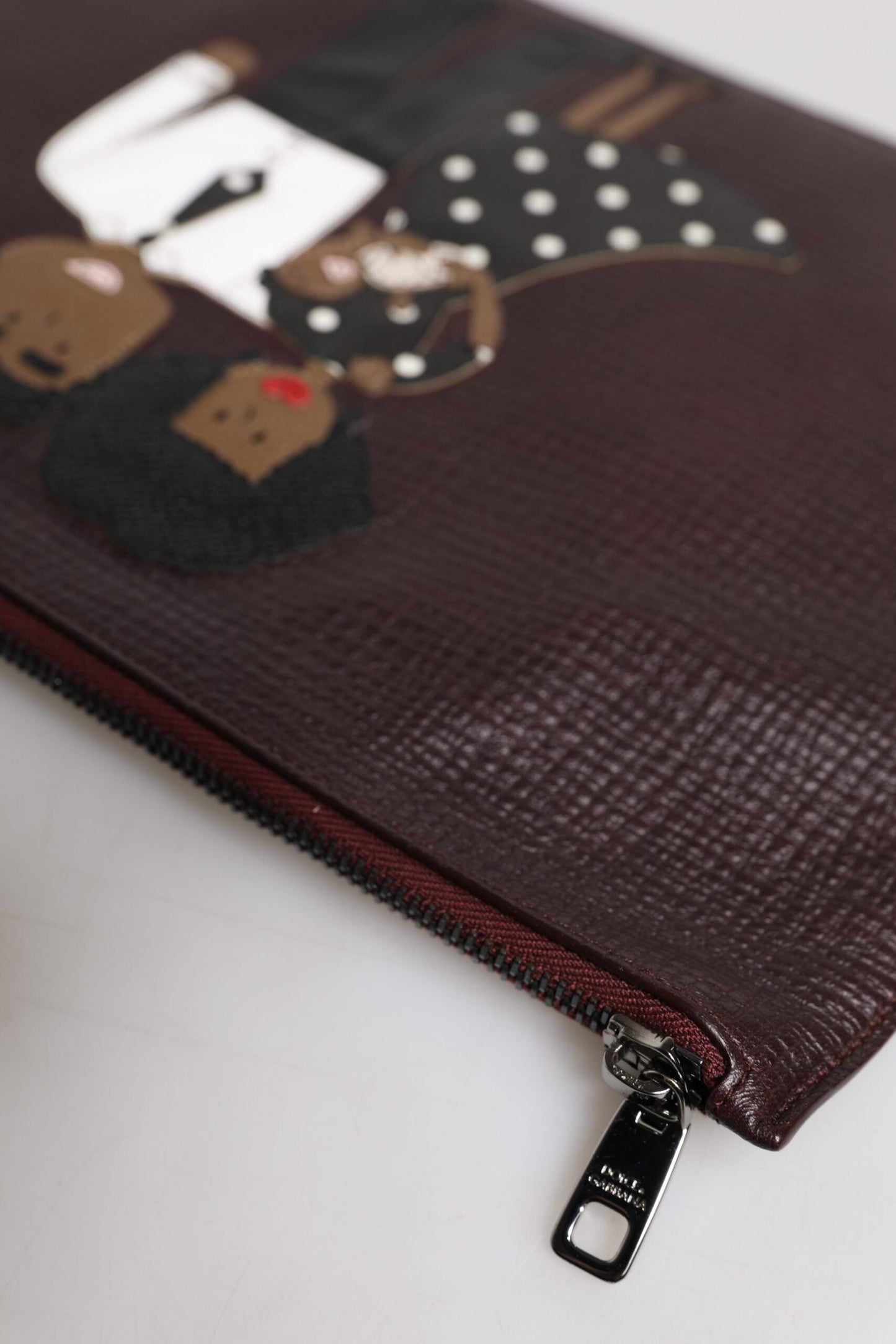 Dolce & Gabbana Brown Leather #DGFAMILY Embellished Men Clutch Pouch Men's Bag