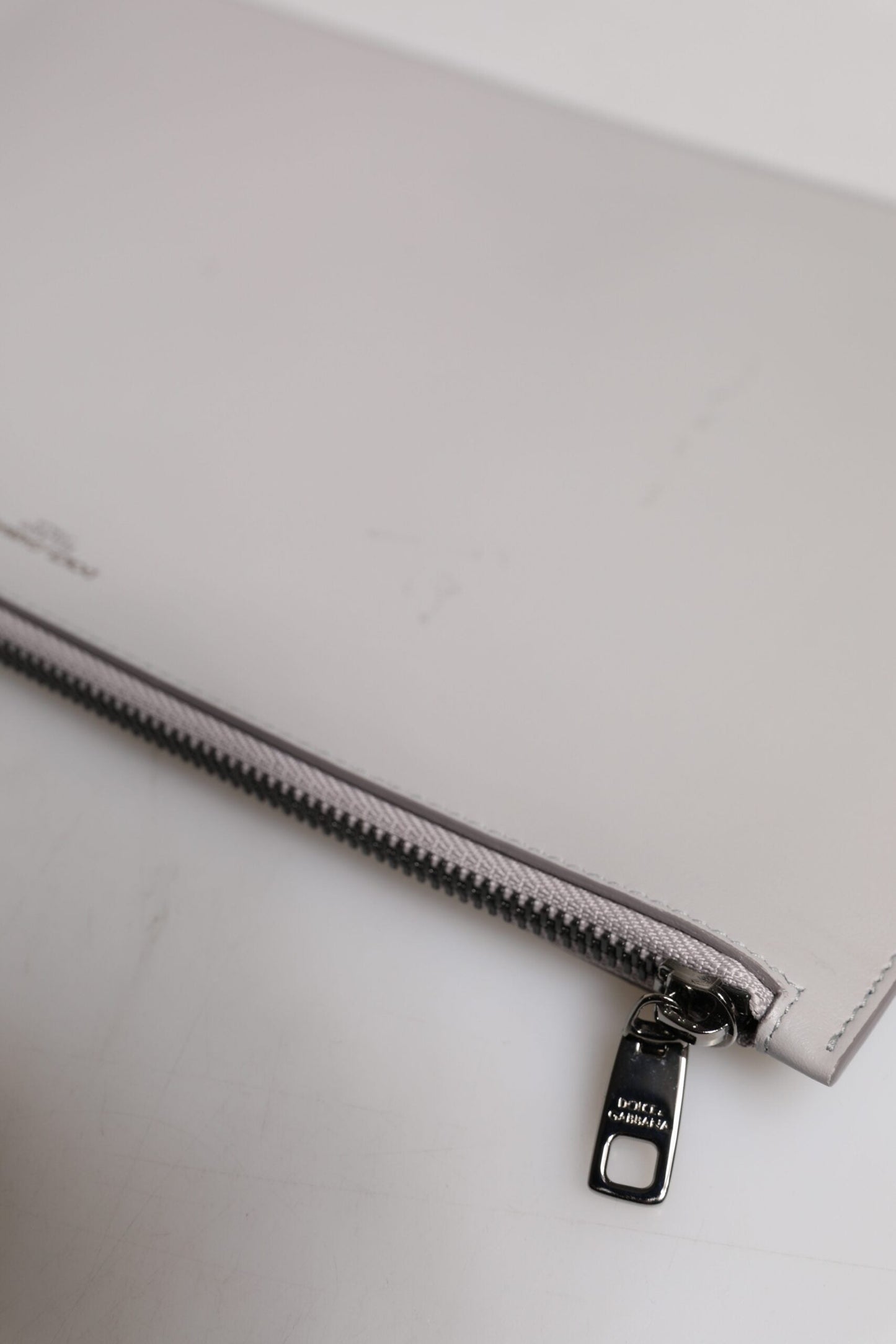 Dolce & Gabbana Gray Solid Leather DG Logo Men Clutch Zip Pouch Men's Bag ()