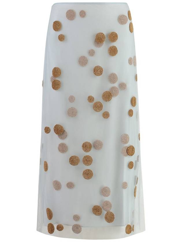 Fendi Embroidered Tulle Skirts Light Blue