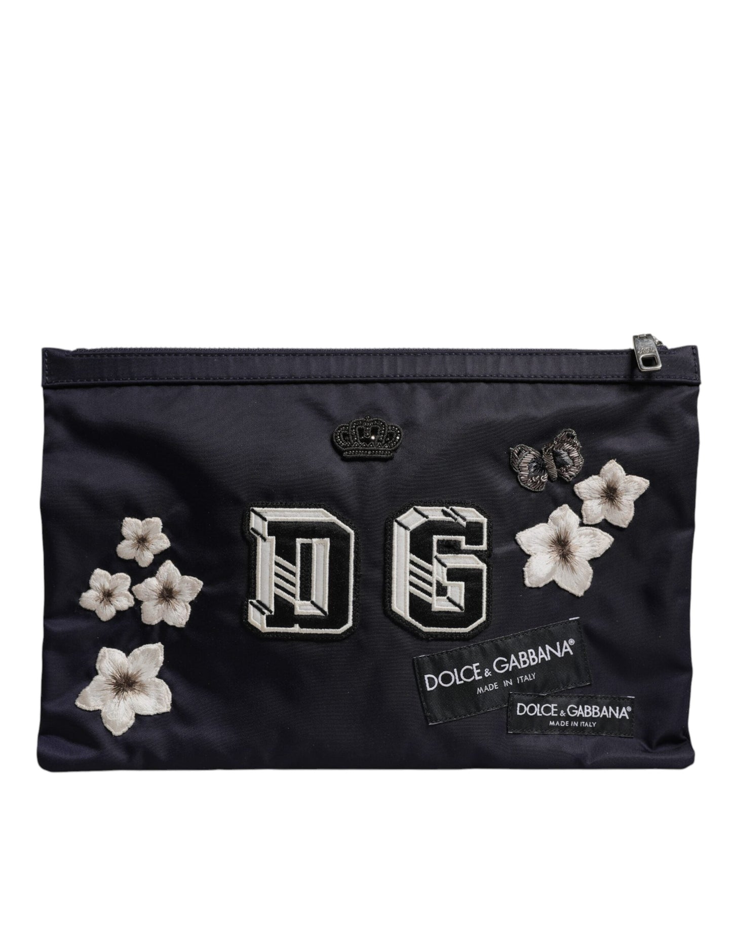 Dolce & Gabbana Blue DG Logo Patch Embellished Pouch Clutch Men's Bag