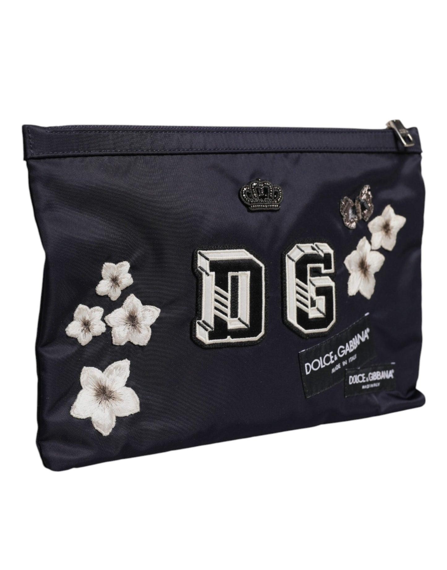Dolce & Gabbana Blue DG Logo Patch Embellished Pouch Clutch Men's Bag