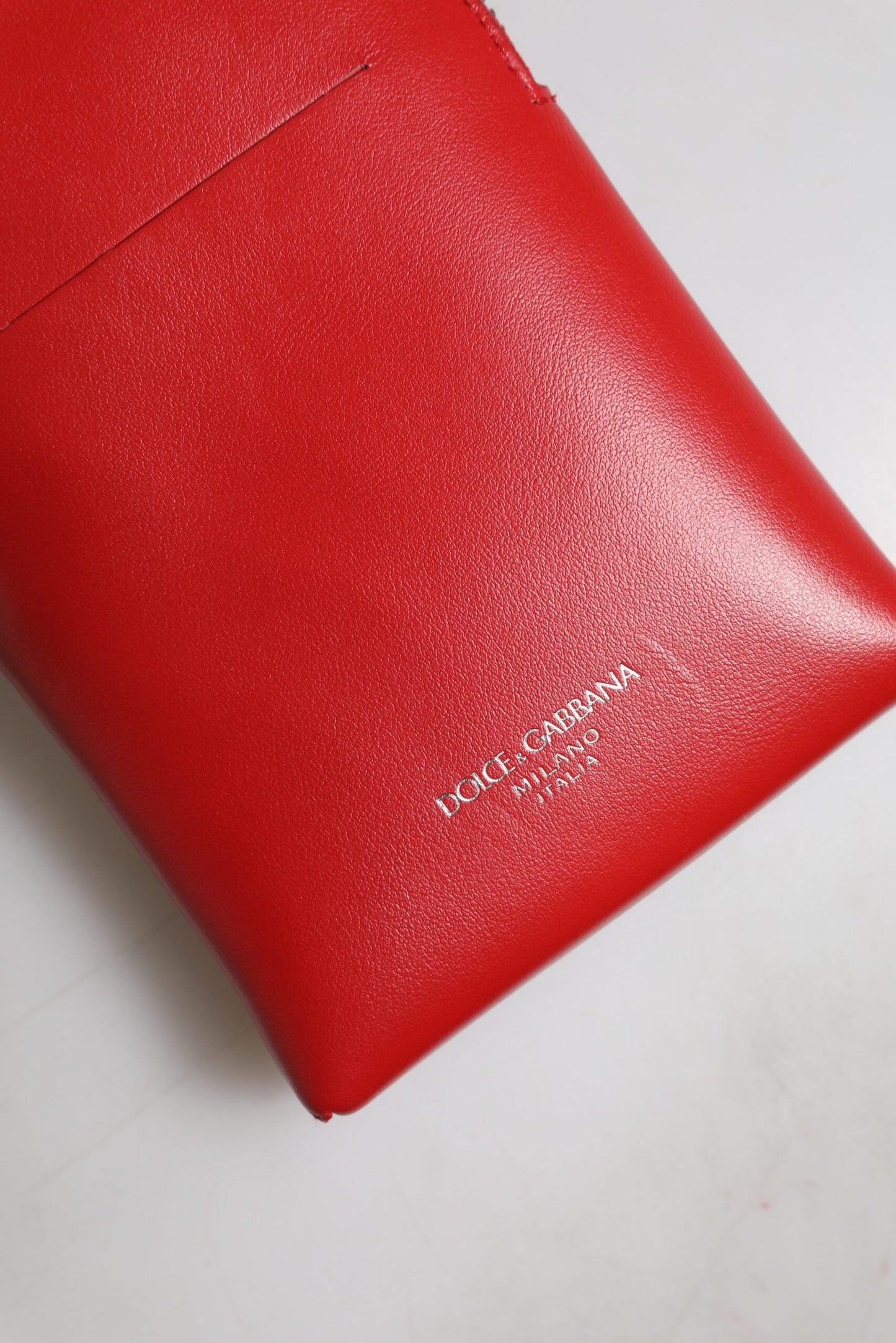 Dolce & Gabbana Red Leather Purse Phone Sling Crossbody Neck Strap Men's Bag