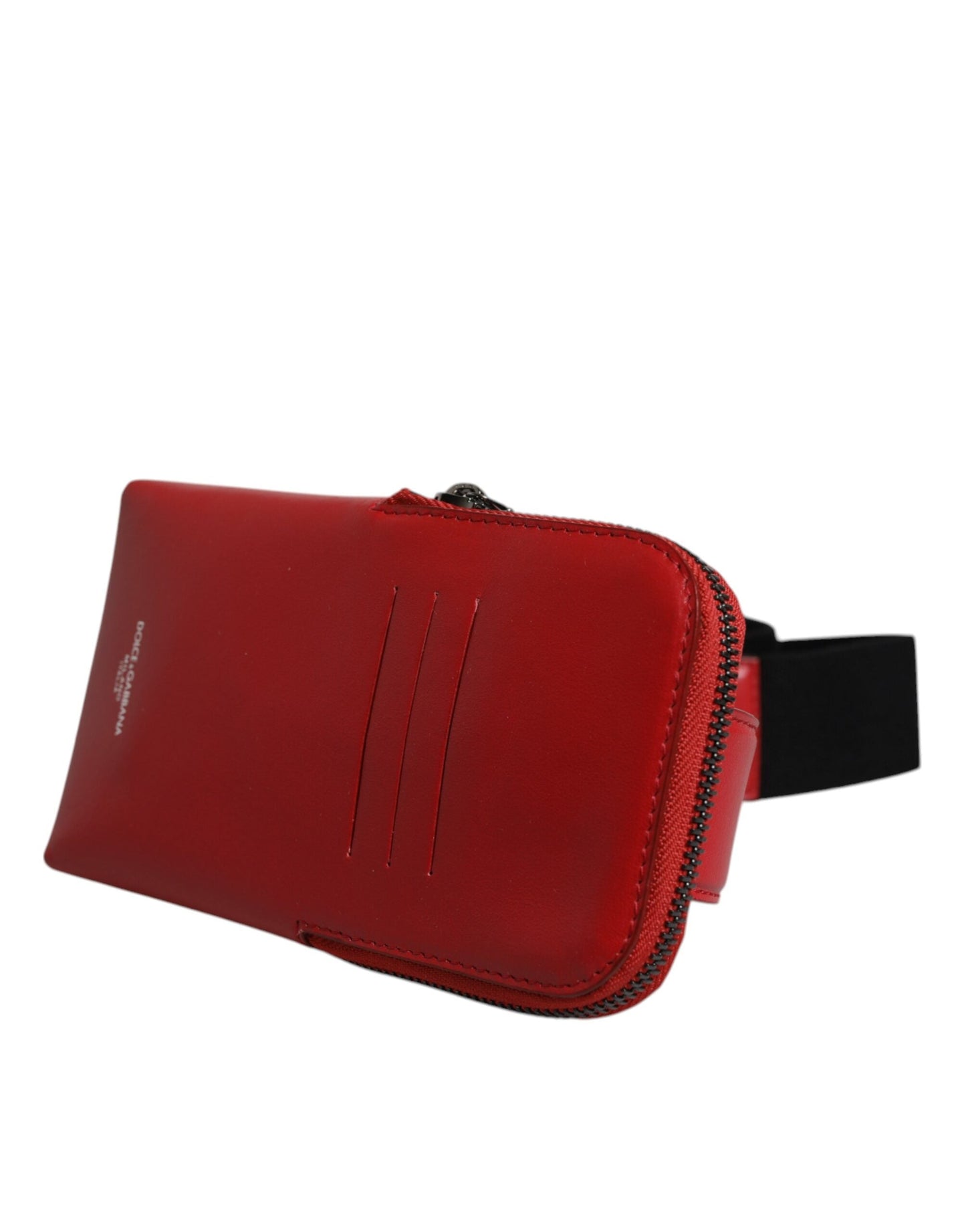 Dolce & Gabbana Red Calfskin Logo Purse Phone Belt Waist Men's Bag